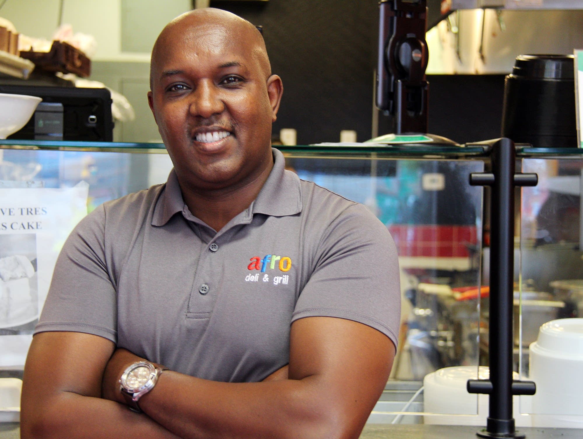 Abdirahman Kahin, founder of Afro Deli, in the restaurant.